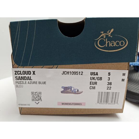 NEW Chaco ZCloud X Strappy Sandals - Puzzle Azure Blue Size 5m Womens - Picture 5 of 5